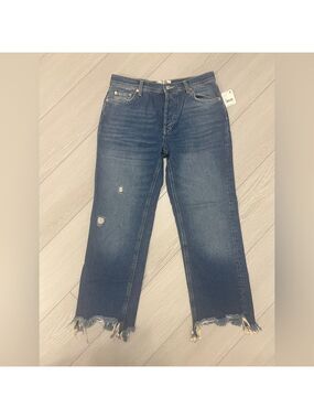 NWT Free People We the Free Maggie Ripped Ankle Straigh Leg Jeans Size 28